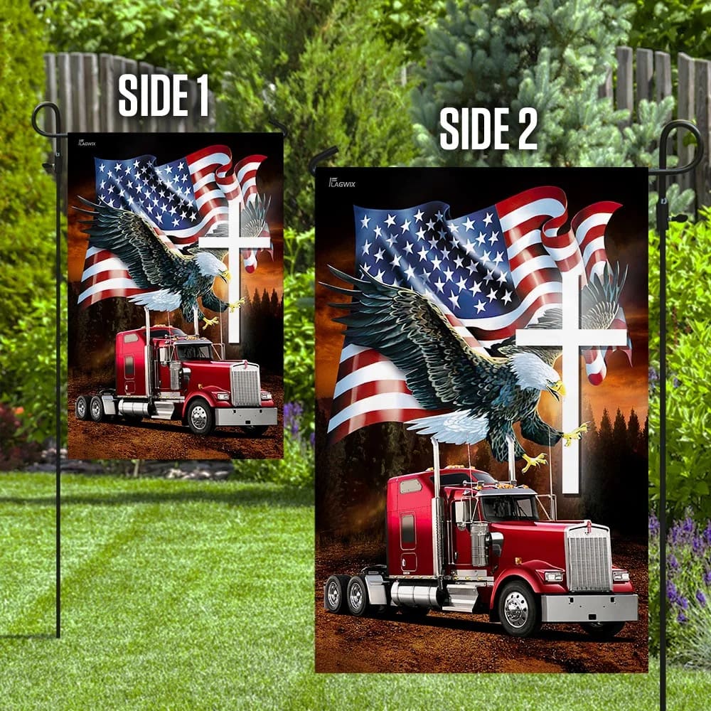 Jesus American Eagle Trucker Flag - Outdoor Christian House Flag - Christian Garden Flags