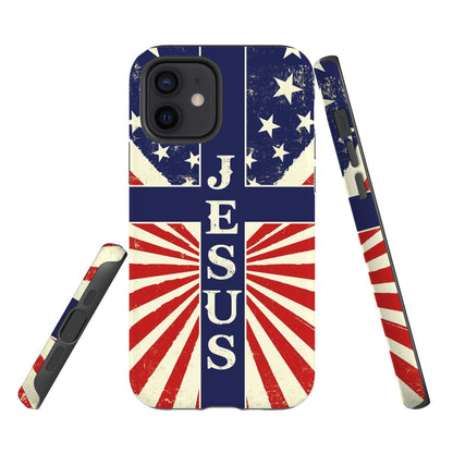 Jesus American Flag Phone Case - Inspirational Bible Scripture iPhone Cases