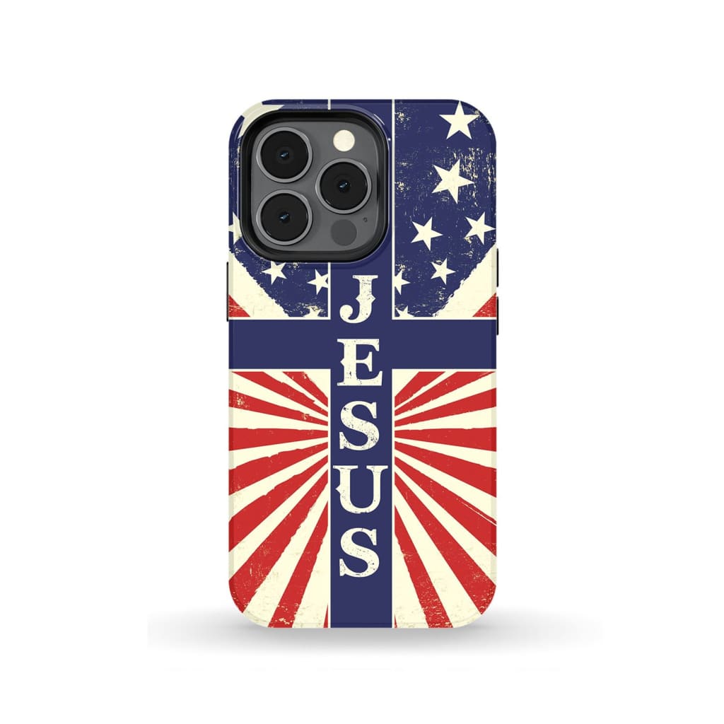 Jesus American Flag Phone Case - Inspirational Bible Scripture iPhone Cases