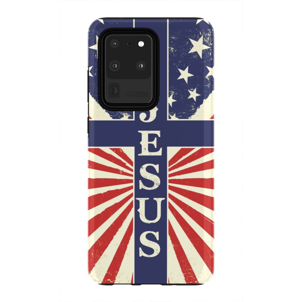Jesus American Flag Phone Case - Inspirational Bible Scripture iPhone Cases