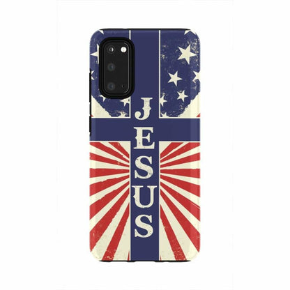 Jesus American Flag Phone Case - Inspirational Bible Scripture iPhone Cases