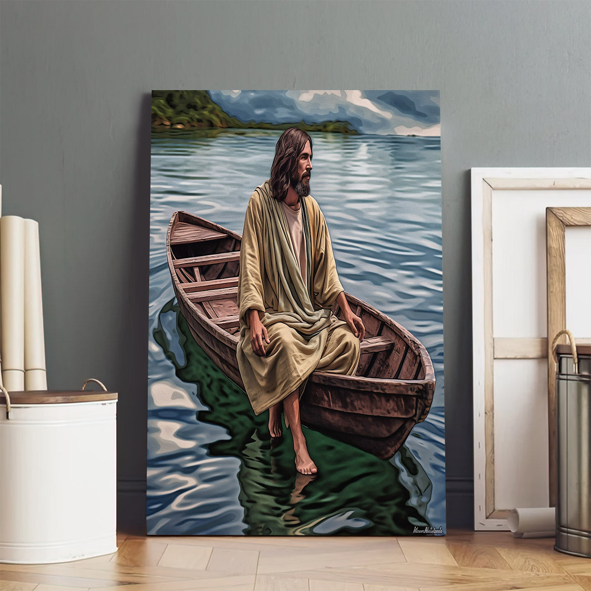 Jesus And A Boat In The Water 1 - Canvas Pictures - Jesus Christ Canvas - Christian Wall Art