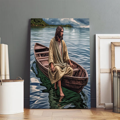 Jesus And A Boat In The Water 1 - Canvas Pictures - Jesus Christ Canvas - Christian Wall Art