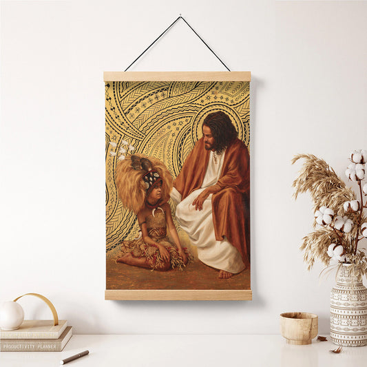 Jesus And A Child Picture - A Royal Heritage Hanging Canvas Wall Art - Christian Wall Decor - Religious Canvas