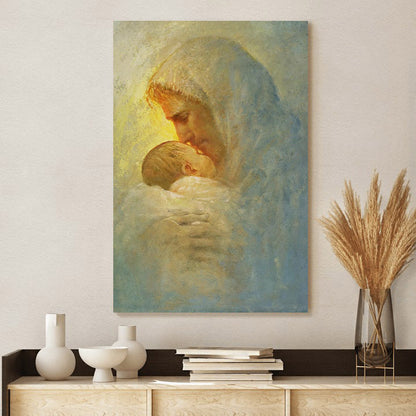 Jesus And A Child Picture - Abba Canvas Wall Art - Christian Wall Decor