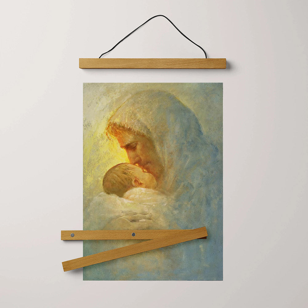 Jesus And A Child Picture - Abba Hanging Canvas Wall Art - Christian Wall Decor - Religious Canvas