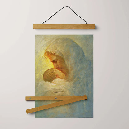 Jesus And A Child Picture - Abba Hanging Canvas Wall Art - Christian Wall Decor - Religious Canvas