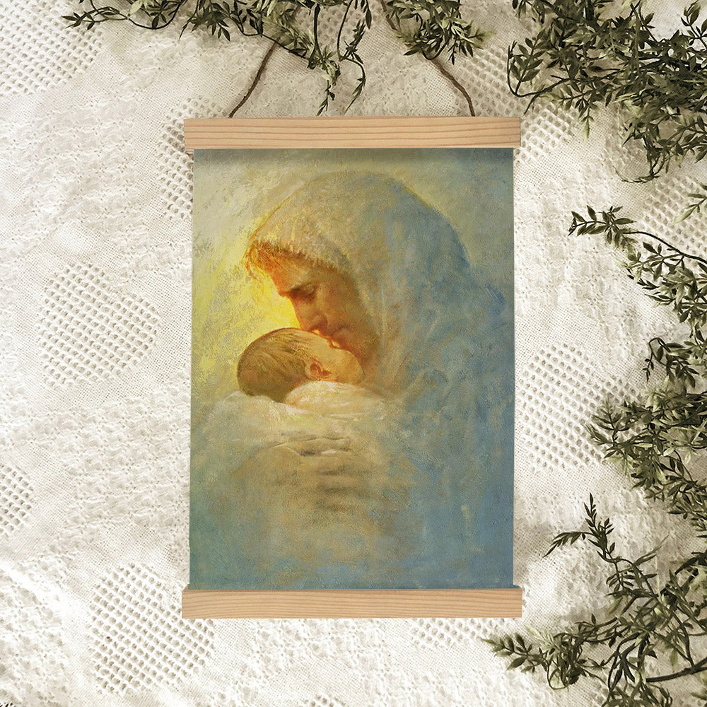 Jesus And A Child Picture - Abba Hanging Canvas Wall Art - Christian Wall Decor - Religious Canvas