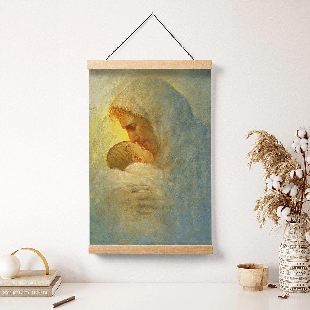 Jesus And A Child Picture - Abba Hanging Canvas Wall Art - Christian Wall Decor - Religious Canvas