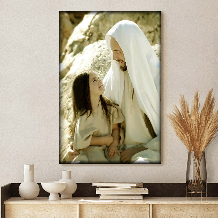 Jesus And A Child Picture - As A Little Child Canvas Wall Art - Christian Wall Decor