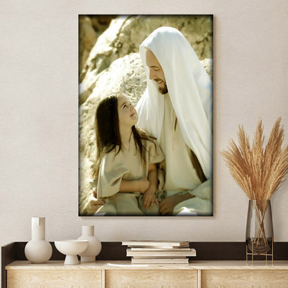 Jesus And A Child Picture - As A Little Child Canvas Wall Art - Christian Wall Decor