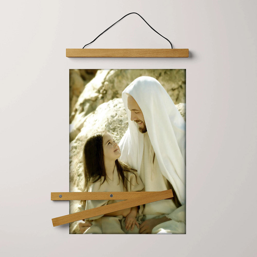 Jesus And A Child Picture - As A Little Child Hanging Canvas Wall Art - Christian Wall Decor - Religious Canvas