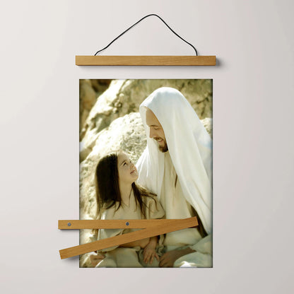 Jesus And A Child Picture - As A Little Child Hanging Canvas Wall Art - Christian Wall Decor - Religious Canvas