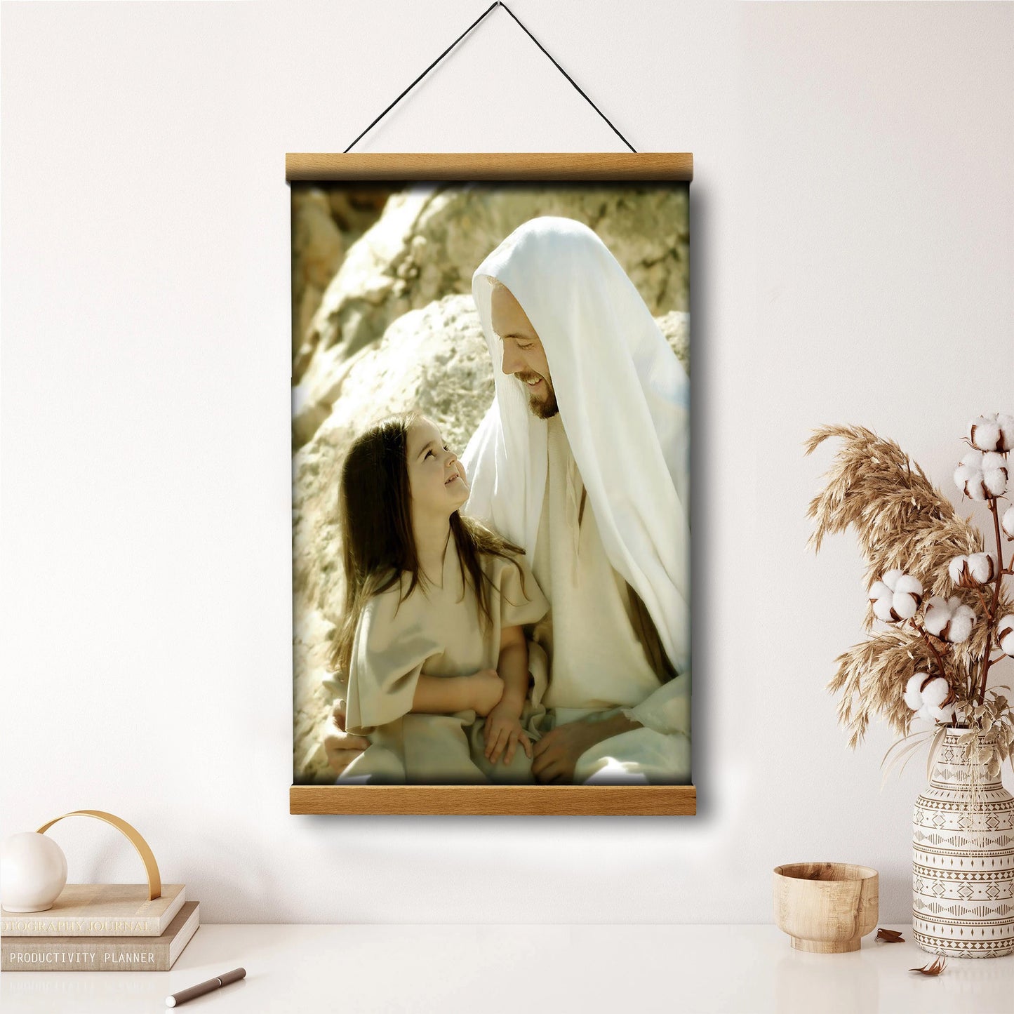 Jesus And A Child Picture - As A Little Child Hanging Canvas Wall Art - Christian Wall Decor - Religious Canvas