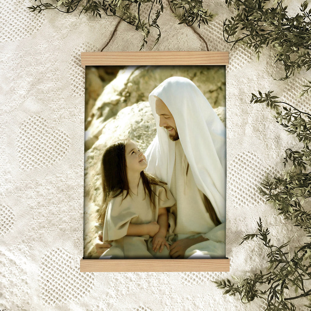 Jesus And A Child Picture - As A Little Child Hanging Canvas Wall Art - Christian Wall Decor - Religious Canvas