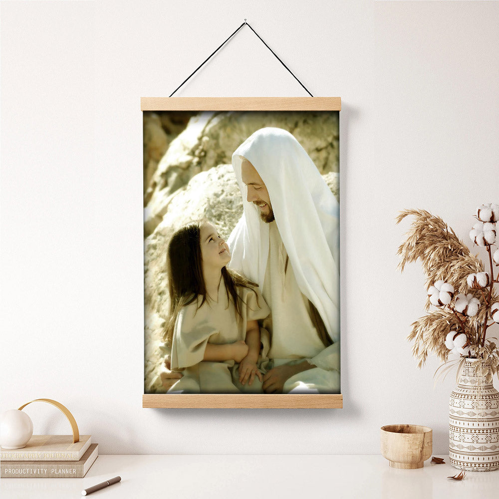 Jesus And A Child Picture - As A Little Child Hanging Canvas Wall Art - Christian Wall Decor - Religious Canvas