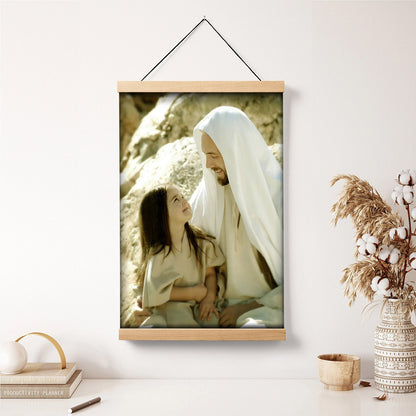 Jesus And A Child Picture - As A Little Child Hanging Canvas Wall Art - Christian Wall Decor - Religious Canvas