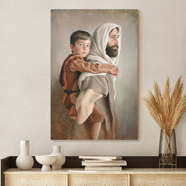 Jesus And A Child Picture - Carrying Us Home Canvas Wall Art - Christian Wall Decor