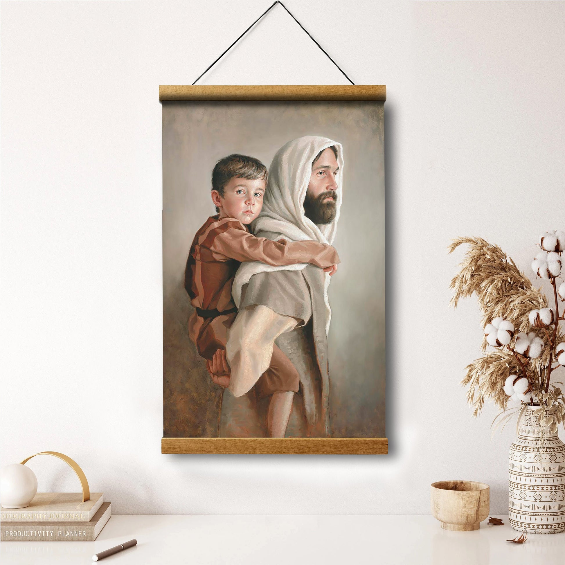 Jesus And A Child Picture - Carrying Us Home Hanging Canvas Wall Art - Christian Wall Decor - Religious Canvas