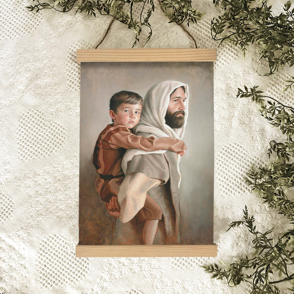 Jesus And A Child Picture - Carrying Us Home Hanging Canvas Wall Art - Christian Wall Decor - Religious Canvas