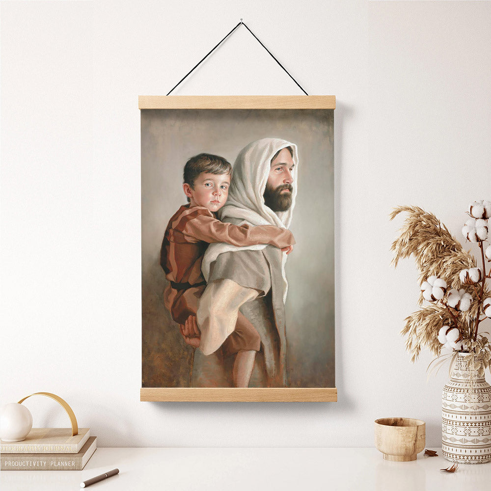 Jesus And A Child Picture - Carrying Us Home Hanging Canvas Wall Art - Christian Wall Decor - Religious Canvas