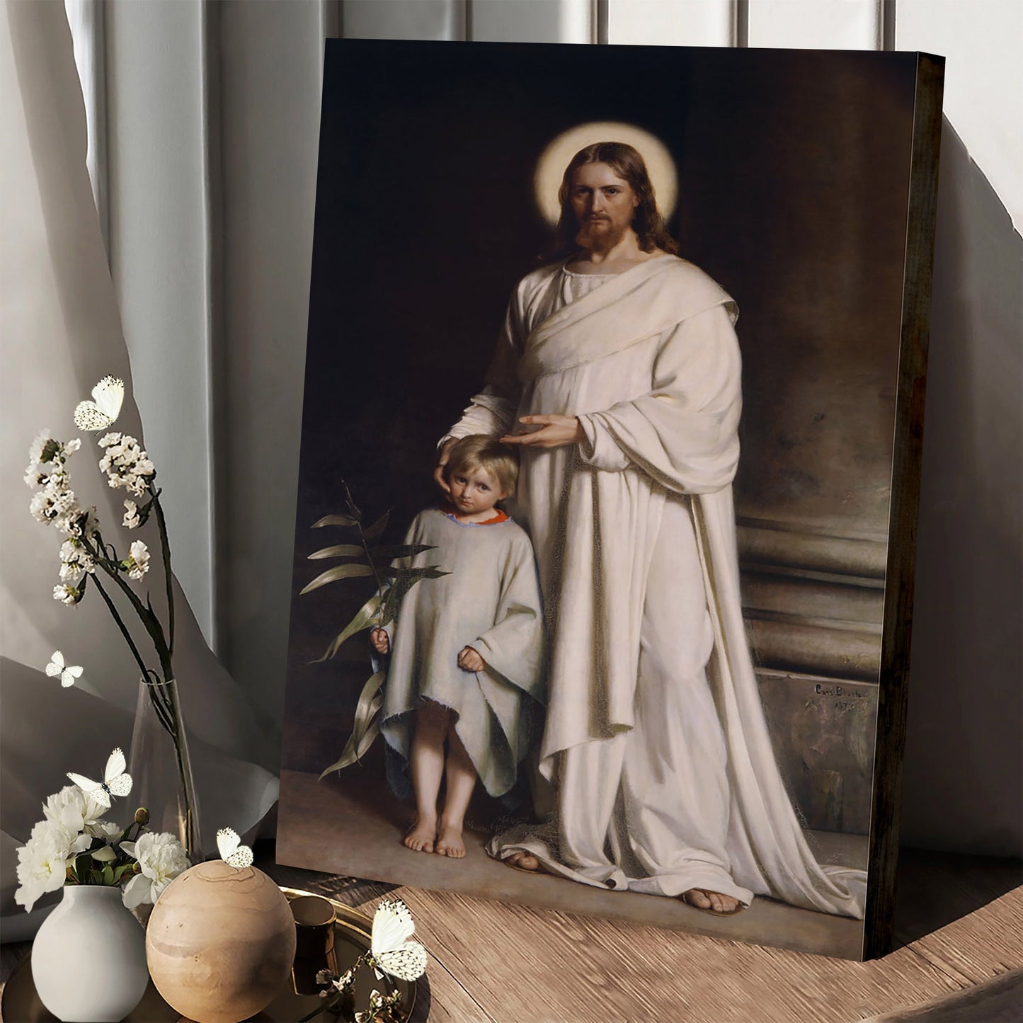 Jesus And A Child Picture - Christ With Boy Canvas Wall Art - Christian Wall Decor