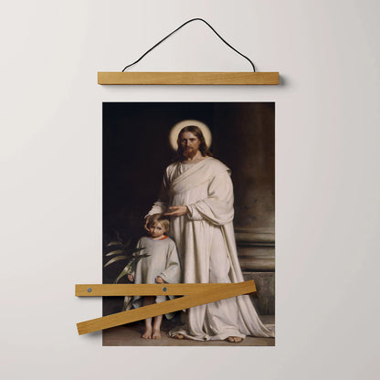 Jesus And A Child Picture - Christ With Boy Hanging Canvas Wall Art - Christian Wall Decor - Religious Canvas