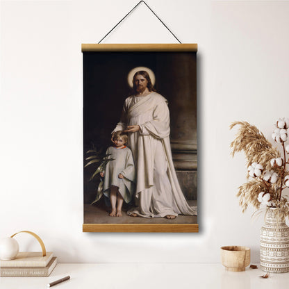 Jesus And A Child Picture - Christ With Boy Hanging Canvas Wall Art - Christian Wall Decor - Religious Canvas