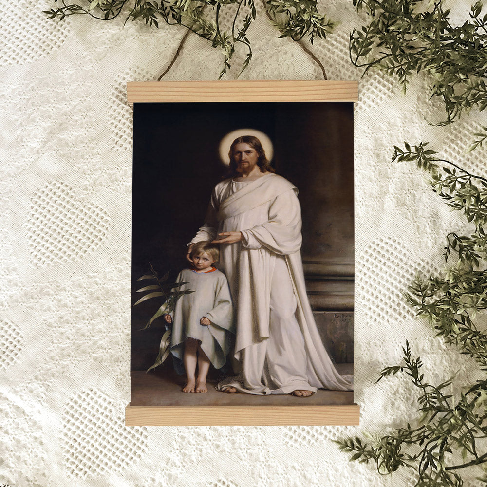 Jesus And A Child Picture - Christ With Boy Hanging Canvas Wall Art - Christian Wall Decor - Religious Canvas