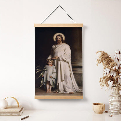 Jesus And A Child Picture - Christ With Boy Hanging Canvas Wall Art - Christian Wall Decor - Religious Canvas