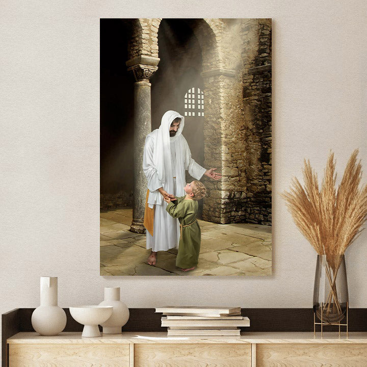 Jesus And A Child Picture - Feeling My Savior's Love Canvas Wall Art - Christian Wall Decor
