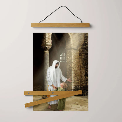 Jesus And A Child Picture - Feeling My Savior's Love Hanging Canvas Wall Art - Christian Wall Decor - Religious Canvas