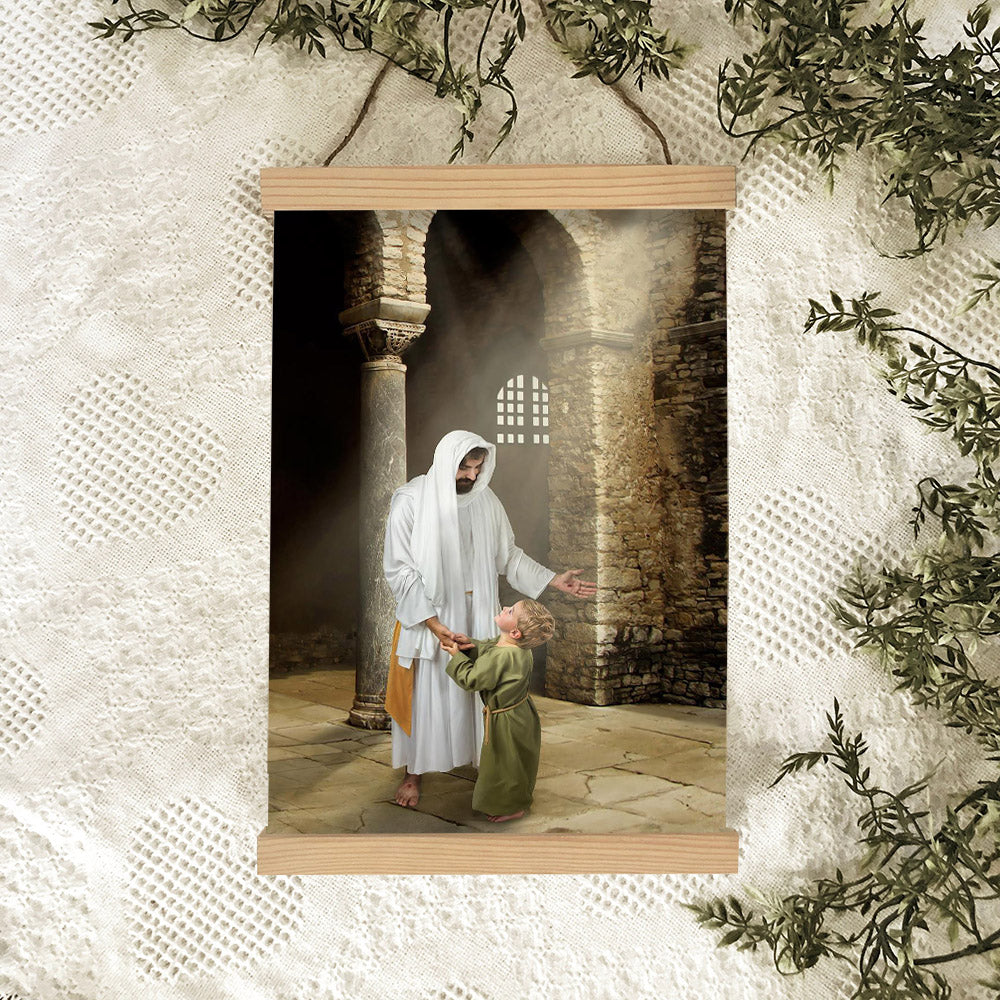 Jesus And A Child Picture - Feeling My Savior's Love Hanging Canvas Wall Art - Christian Wall Decor - Religious Canvas