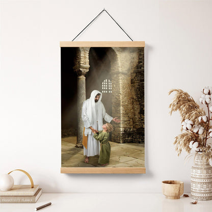 Jesus And A Child Picture - Feeling My Savior's Love Hanging Canvas Wall Art - Christian Wall Decor - Religious Canvas