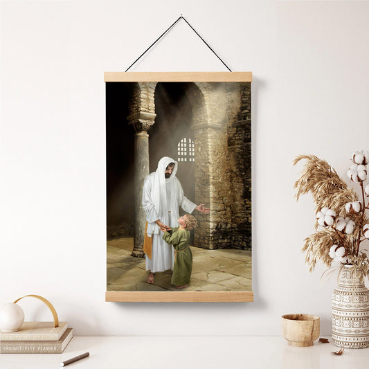 Jesus And A Child Picture - Feeling My Savior's Love Hanging Canvas Wall Art - Christian Wall Decor - Religious Canvas