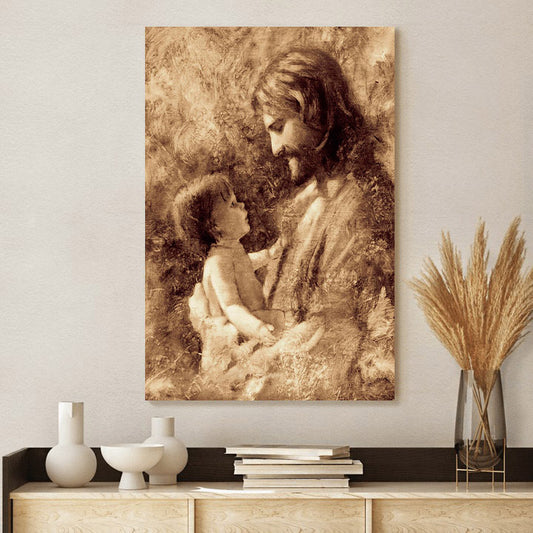 Jesus And A Child Picture - For Such Is The Kingdom Canvas Wall Art - Christian Wall Decor