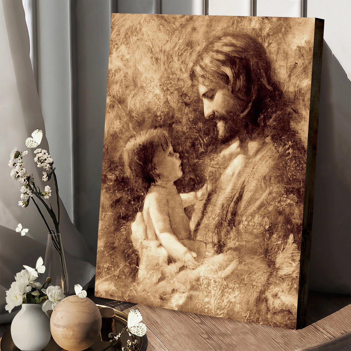 Jesus And A Child Picture - For Such Is The Kingdom Canvas Wall Art - Christian Wall Decor