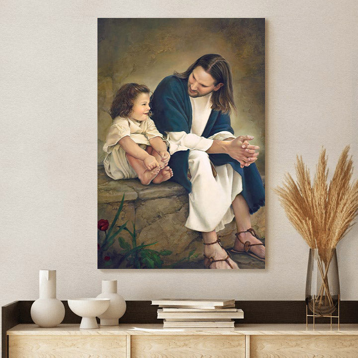 Jesus And A Child Picture - Friends Canvas Wall Art - Christian Wall Decor