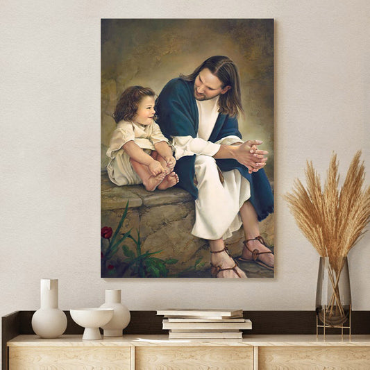 Jesus And A Child Picture - Friends Canvas Wall Art - Christian Wall Decor