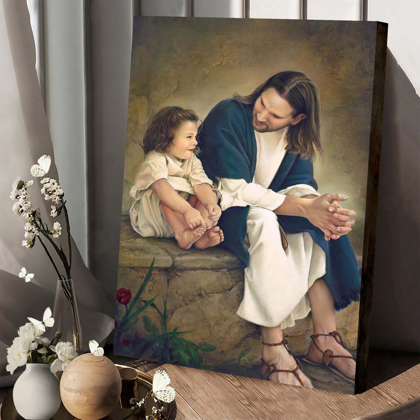 Jesus And A Child Picture - Friends Canvas Wall Art - Christian Wall Decor