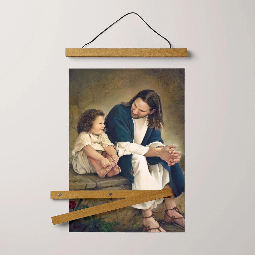 Jesus And A Child Picture - Friends Hanging Canvas Wall Art - Christian Wall Decor - Religious Canvas