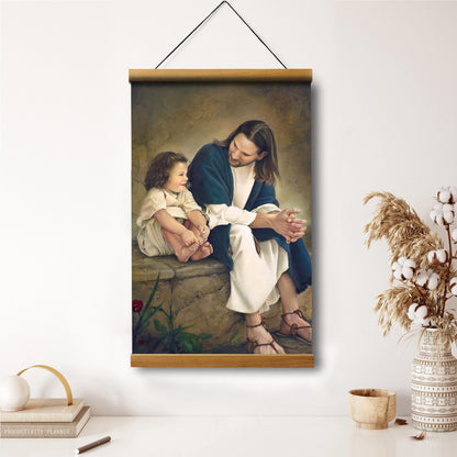 Jesus And A Child Picture - Friends Hanging Canvas Wall Art - Christian Wall Decor - Religious Canvas