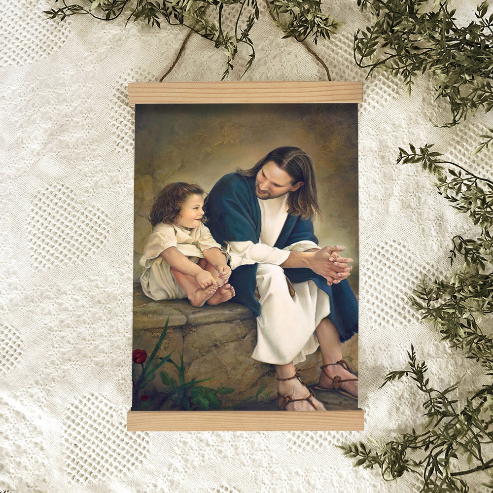 Jesus And A Child Picture - Friends Hanging Canvas Wall Art - Christian Wall Decor - Religious Canvas