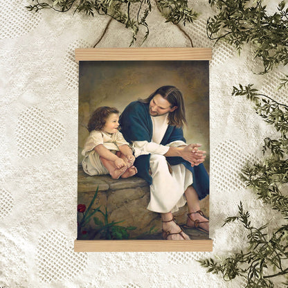 Jesus And A Child Picture - Friends Hanging Canvas Wall Art - Christian Wall Decor - Religious Canvas