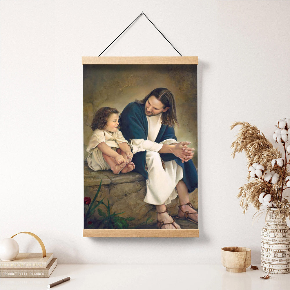 Jesus And A Child Picture - Friends Hanging Canvas Wall Art - Christian Wall Decor - Religious Canvas