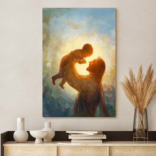 Jesus And A Child Picture - Heaven's Gift Canvas Wall Art - Christian Wall Decor