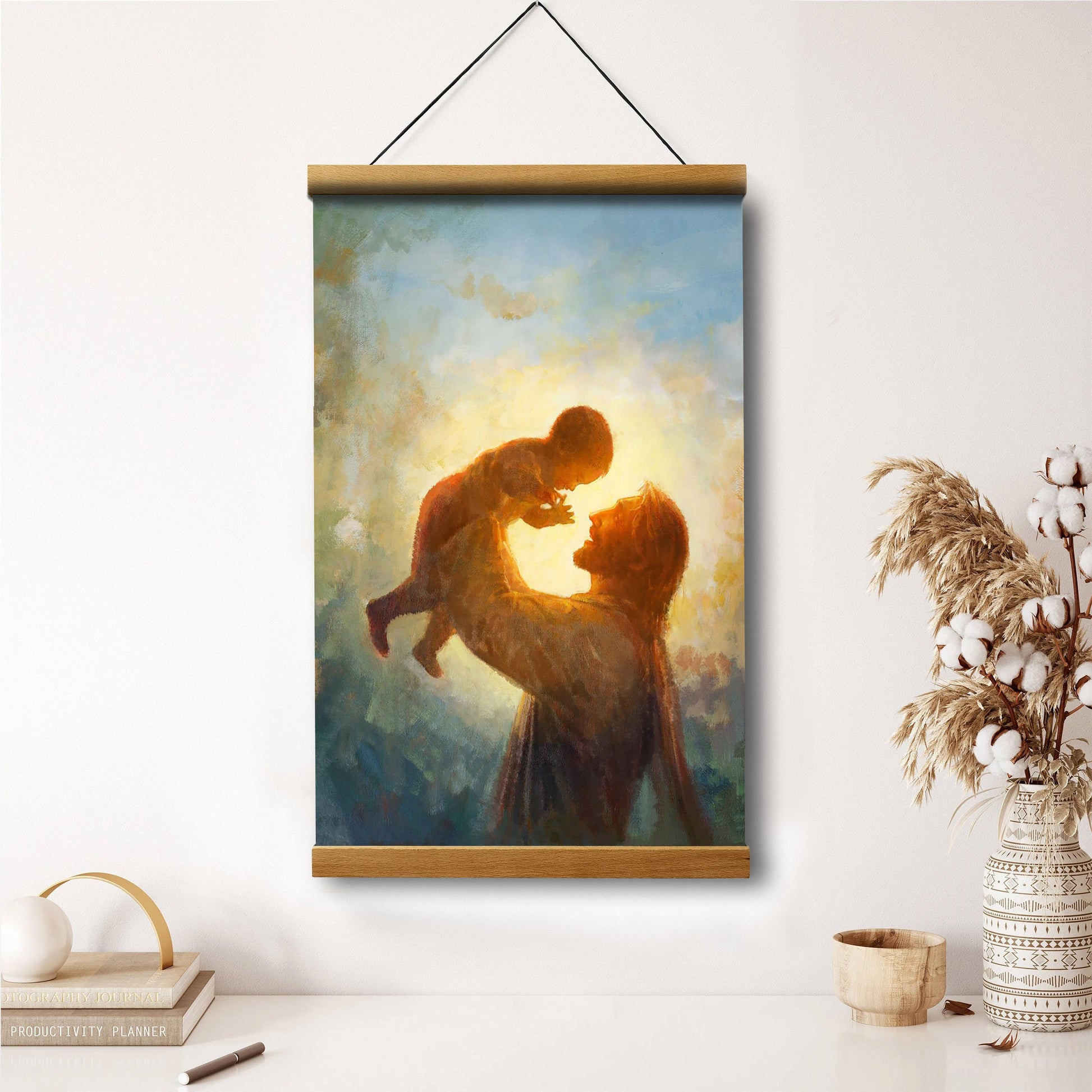 Jesus And A Child Picture - Heaven's Gift Hanging Canvas Wall Art - Christian Wall Decor - Religious Canvas