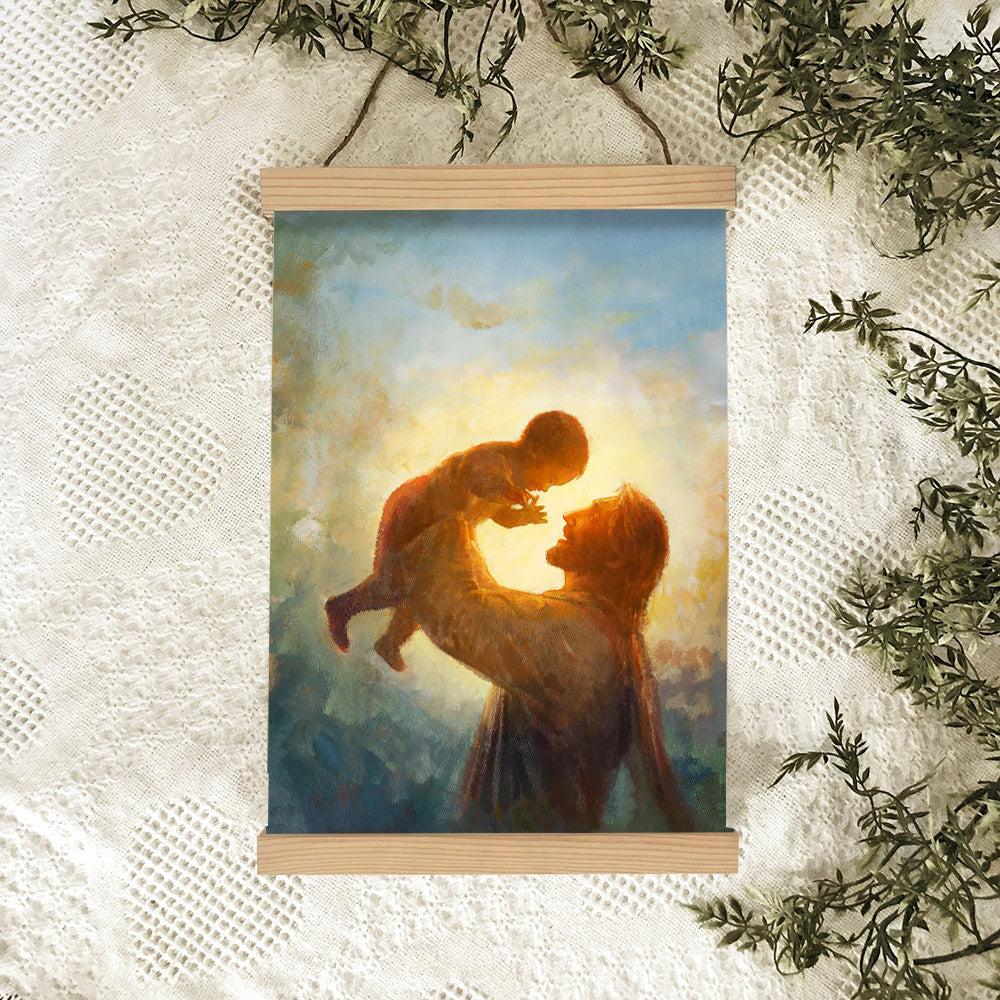 Jesus And A Child Picture - Heaven's Gift Hanging Canvas Wall Art - Christian Wall Decor - Religious Canvas
