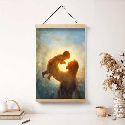 Jesus And A Child Picture - Heaven's Gift Hanging Canvas Wall Art - Christian Wall Decor - Religious Canvas