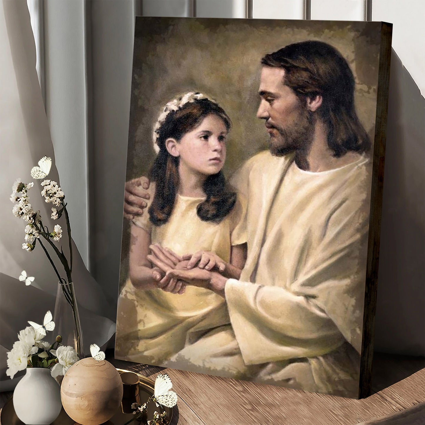 Jesus And A Child Picture - In His Hands Canvas Wall Art - Christian Wall Decor